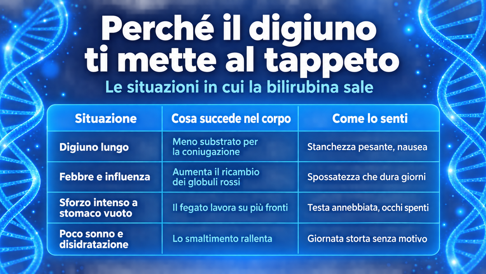 Le situazioni in cui la bilirubina sale nella sindrome di Gilbert